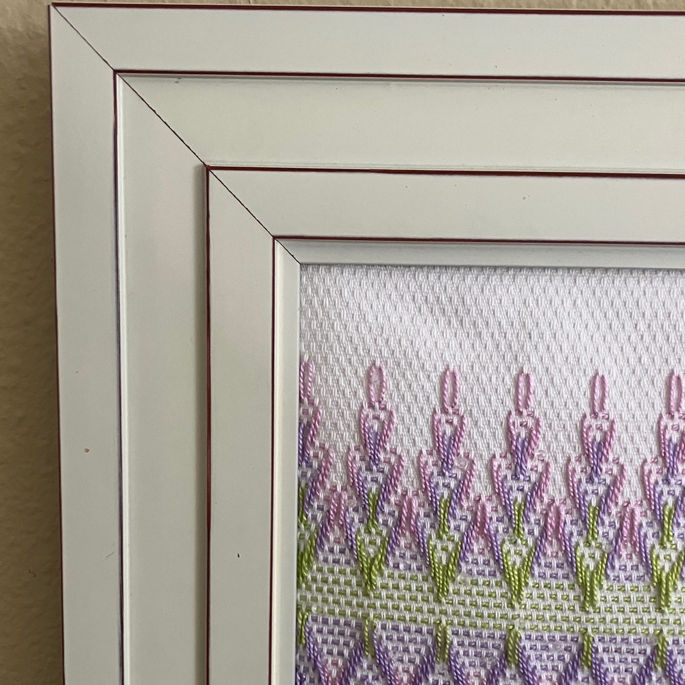 Hand Crafted Lavender and Green Smocked Textile Wall Art - Picture 3 of 8
